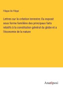 Cover-Bild zum Titel 'Lettres sur la création terrestre; Ou exposé sous forme familière des principaux faits relatifs à la constitution général du globe et a l'économie de la nature' von 'Filippo De Filippi'