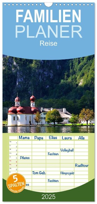 Familienplaner 2025 - Grüß Gott am Königssee mit 5 Spalten (Wandkalender, 21 x 45 cm) CALVENDO - Dieter-M. Wilczek