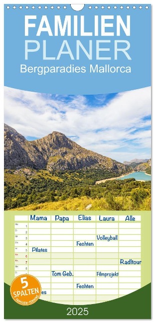 Familienplaner 2025 - Bergparadies Mallorca mit 5 Spalten (Wandkalender, 21 x 45 cm) CALVENDO - Thomas Rosier (Videografic)