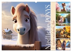 Niedliche Ponys (Wandkalender 2025 DIN A2 quer), CALVENDO Monatskalender - Sabine Löwer