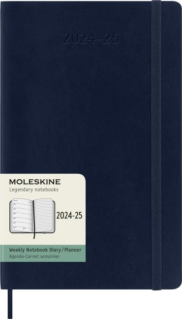 Moleskine 18 Monate Wochen Notizkalender 2024/2025, Large/A5, 1 Wo = 1 Seite, rechts linierte Seite, Weicher Einband, Saphir - 