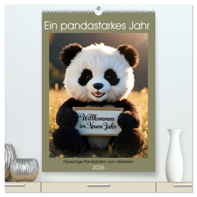 Ein pandastarkes Jahr - Flauschige Pandabären zum Verlieben (hochwertiger Premium Wandkalender 2026 DIN A2 hoch), Kunstdruck in Hochglanz - Simone Volkhausen