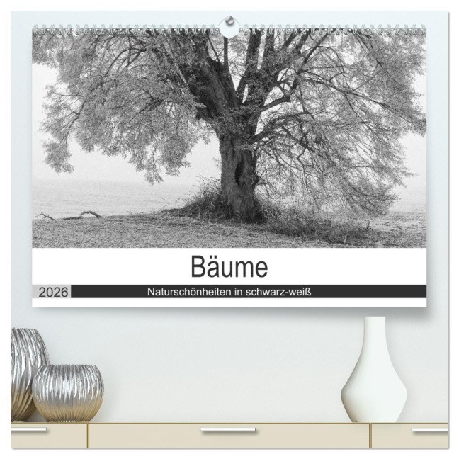 Bäume - Naturschönheiten in schwarz-weiß (hochwertiger Premium Wandkalender 2026 DIN A2 quer), Kunstdruck in Hochglanz - Angelika Beuck