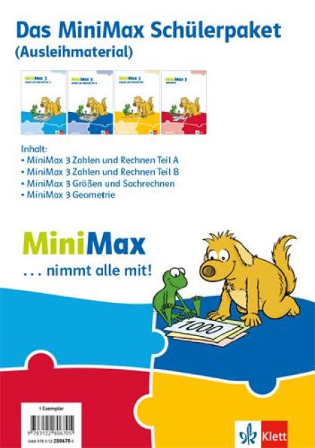 MiniMax 3. Schülerpaket (4 Themenhefte: Zahlen und Rechnen A, Zahlen und Rechnen B, Größen und Sachrechnen, Geometrie) - Ausleihmaterial Klasse 3 - 