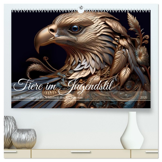 Tiere im Jugendstil - Eine Hommage an die Schönheit des Art Nouveau (hochwertiger Premium Wandkalender 2026 DIN A2 quer), Kunstdruck in Hochglanz - Drachenkind-Fotografie Drachenkind-Fotografie