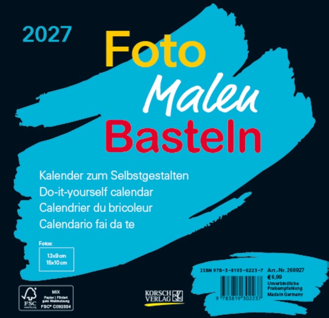 Foto-Malen-Basteln Bastelkalender schwarz quer 2027 - 