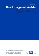 Cover-Bild zum Titel 'Rechtsgeschichte -Legal History (RG) Band 33, 2025' von ''