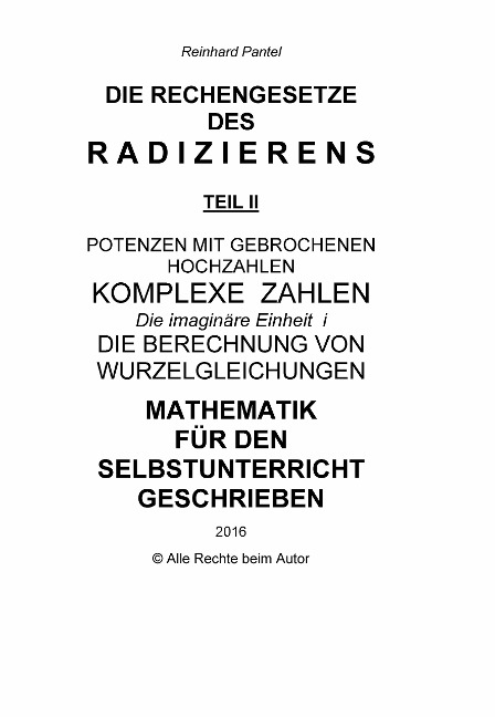 RADIZIEREN - TEIL II - LEHRBUCH - Reinhard Pantel