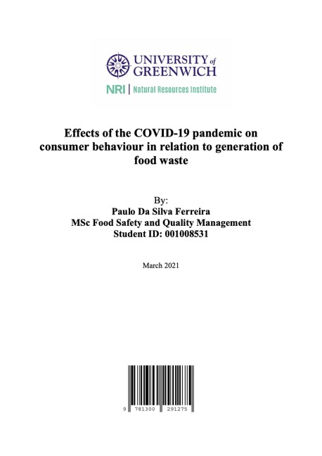Effects of the COVID-19 pandemic on consumer behaviour in relation to generation of food waste - Paulo Da Silva Ferreira
