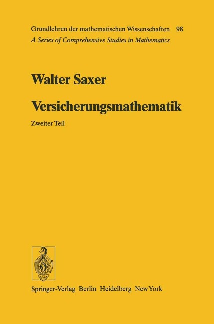 Versicherungsmathematik - Walter Saxer