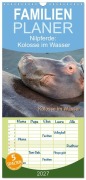 Cover-Bild zum Titel 'Familienplaner 2027 - Nilpferde, Kolosse im Wasser mit 5 Spalten (Wandkalender, 21 x 45 cm) CALVENDO' von 'Robert und Andrea Styppa'