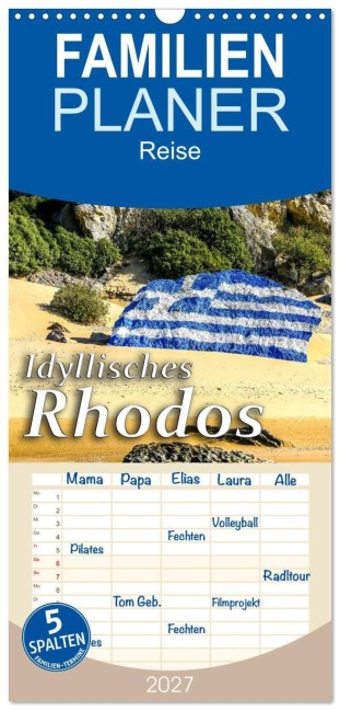 Familienplaner 2027 - Idyllisches Rhodos mit 5 Spalten (Wandkalender, 21 x 45 cm) CALVENDO - Harry Kübler