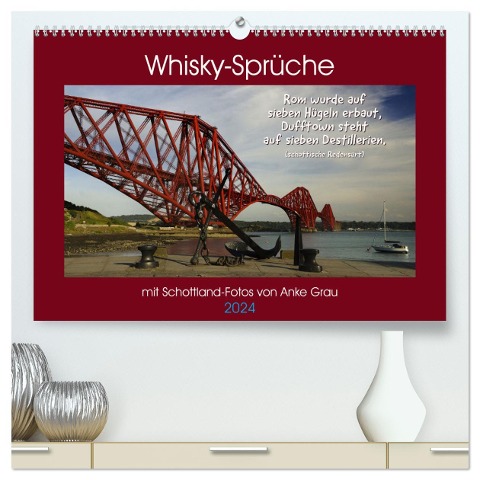 Whisky-Sprüche (hochwertiger Premium Wandkalender 2024 DIN A2 quer), Kunstdruck in Hochglanz - Anke Grau