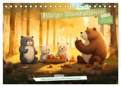 Bärige Illustrationen (Tischkalender 2026 DIN A5 quer), CALVENDO Monatskalender - Heidi Spiegler