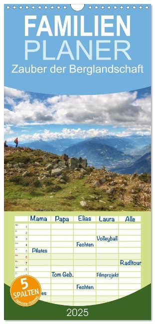 Familienplaner 2025 - Zauber der Berglandschaft mit 5 Spalten (Wandkalender, 21 x 45 cm) CALVENDO - Christine Wirges