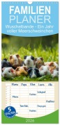 Familienplaner 2026 - Wuschelbande - Ein Jahr voller Meerschweinchen mit 5 Spalten (Wandkalender, 21 x 45 cm) CALVENDO - 