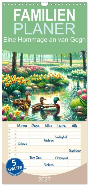 Familienplaner 2027 - Eine Hommage an van Gogh mit 5 Spalten (Wandkalender, 21 x 45 cm) CALVENDO - Marco Warstat