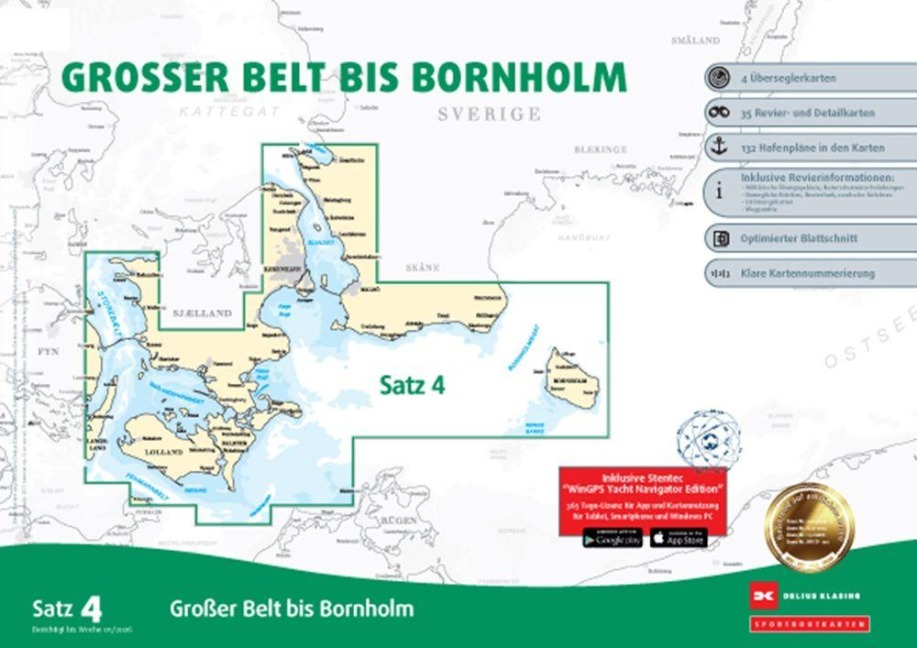 Sportbootkarten Satz 4: Großer Belt bis Bornholm (Ausgabe 2026) - 