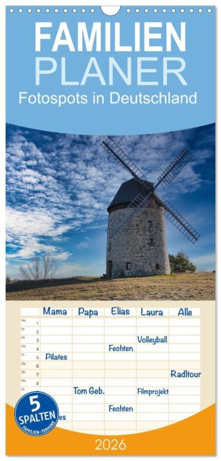 Familienplaner 2026 - Fotospots in Deutschland mit 5 Spalten (Wandkalender, 21 x 45 cm) CALVENDO - Andreas Völkel
