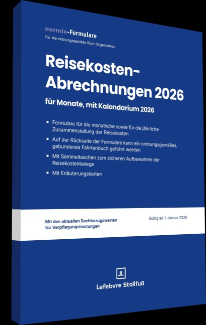 Reisekostenabrechnungen 2026 mit Kalendarium - 