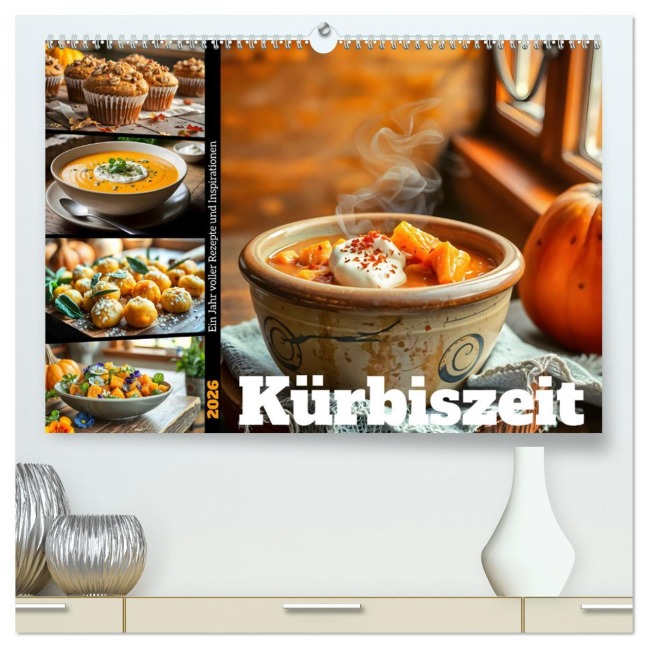Kürbiszeit - Ein Jahr voller Rezepte und Inspirationen (hochwertiger Premium Wandkalender 2026 DIN A2 quer), Kunstdruck in Hochglanz - Fred Schimak