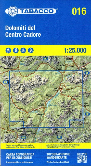 Tabacco Wandern Dolomiti Cadore 1:25000 - 