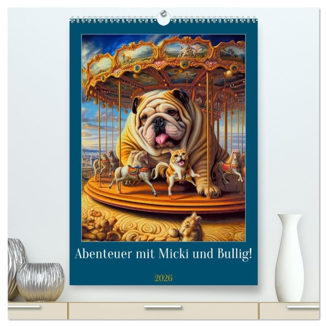 Abenteuer mit Micki und Bullig! (hochwertiger Premium Wandkalender 2026 DIN A2 hoch), Kunstdruck in Hochglanz - Harald Laier