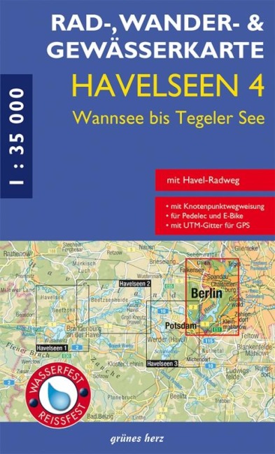 Rad-, Wander- und Gewässerkarte Havelseen 4: Wannsee bis Tegeler See - 