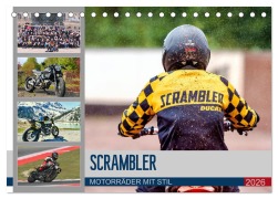 Cover-Bild zum Titel 'Scrambler Motorräder mit Stil (Tischkalender 2026 DIN A5 quer), CALVENDO Monatskalender' von 'Peter Franko'