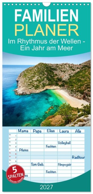 Familienplaner 2027 - Im Rhythmus der Wellen - Ein Jahr am Meer mit 5 Spalten (Wandkalender, 21 x 45 cm) CALVENDO - Stefan L. Beyer