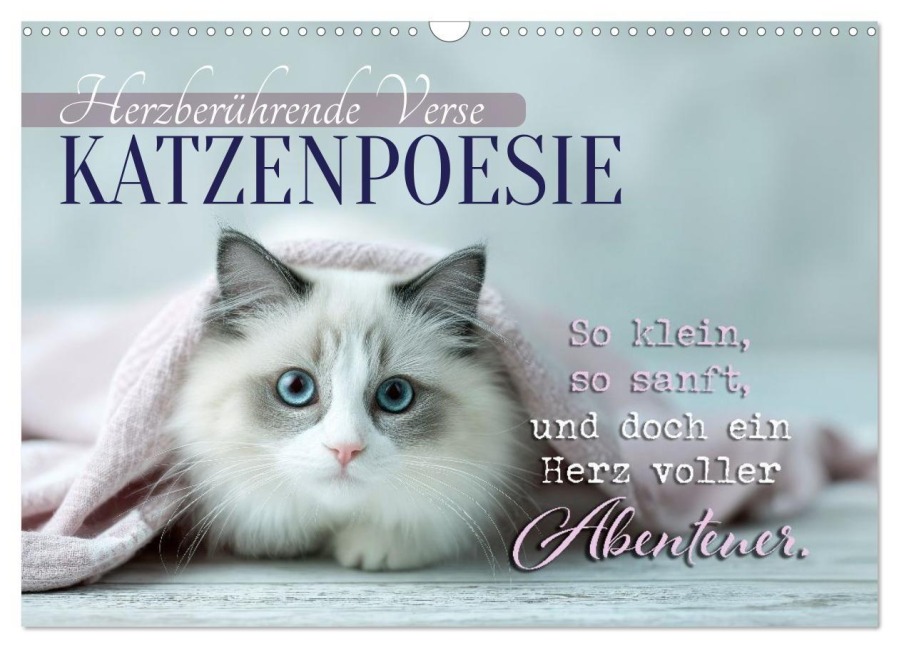 Katzenpoesie - Herzberührende Verse (Wandkalender 2026 DIN A3 quer), CALVENDO Monatskalender - Melanie Viola