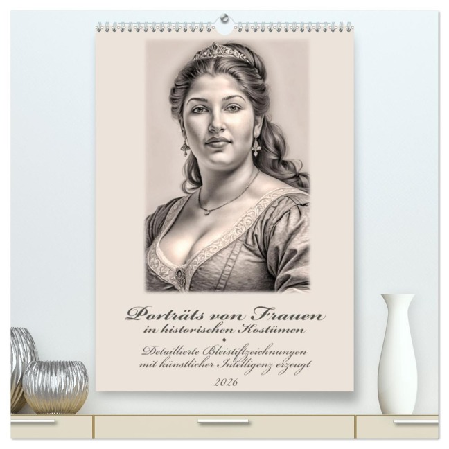 Porträts von Frauen in historischen Kostümen (hochwertiger Premium Wandkalender 2026 DIN A2 hoch), Kunstdruck in Hochglanz - Werner Braun