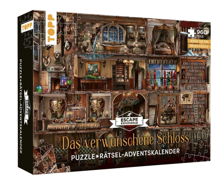 Puzzle-Rätsel-Adventskalender: Das verwunschene Schloss - 24 Puzzles mit insgesamt 960 Teilen - Hans Pieper