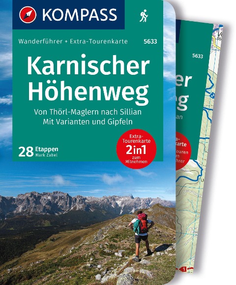 KOMPASS Wanderführer Karnischer Höhenweg, Von Thörl-Maglern nach Sillian, Mit Varianten und Gipfeln, 28 Touren mit Extra-Tourenkarte - 