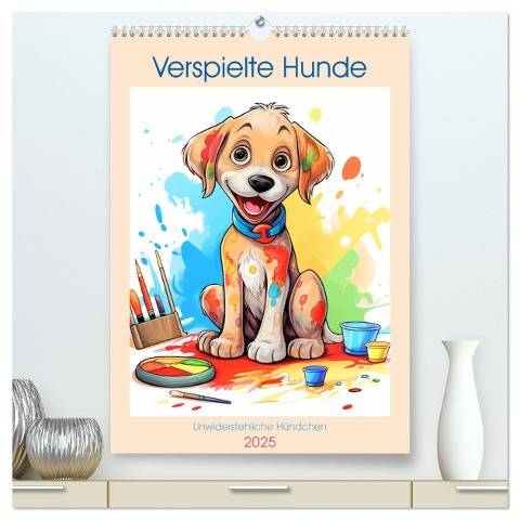 Verspielte Hunde (hochwertiger Premium Wandkalender 2025 DIN A2 hoch), Kunstdruck in Hochglanz - Marie-Ange Pagnon