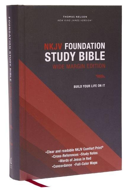 NKJV Foundation Study Bible, Wide-Margin, Black Hardcover, Red Letter - Thomas Nelson