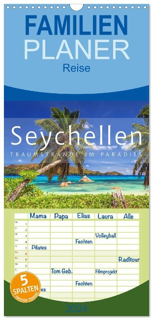 Familienplaner 2024 - Seychellen Traumstrände im Paradies mit 5 Spalten (Wandkalender, 21 x 45 cm) CALVENDO - Patrick Rosyk