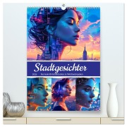 Cover-Bild zum Titel 'Stadtgesichter - Surreale KI-Schönheiten in Weltmetropolen (hochwertiger Premium Wandkalender 2026 DIN A2 hoch), Kunstdruck in Hochglanz' von 'Katharina Stachanczyk'