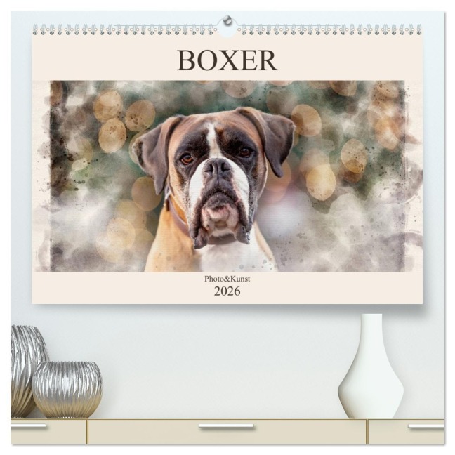 Boxer Photo&Kunst (hochwertiger Premium Wandkalender 2026 DIN A2 quer), Kunstdruck in Hochglanz - Kerstin Mielke