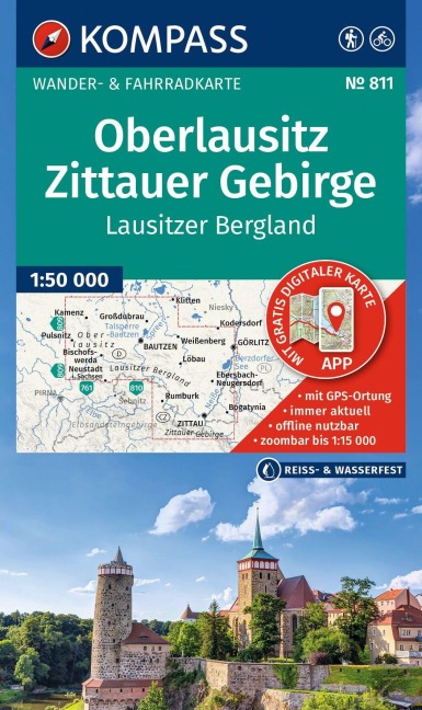 KOMPASS Wanderkarte 811 Oberlausitz, Zittauer Gebirge, Lausitzer Bergland 1:50.000 - 