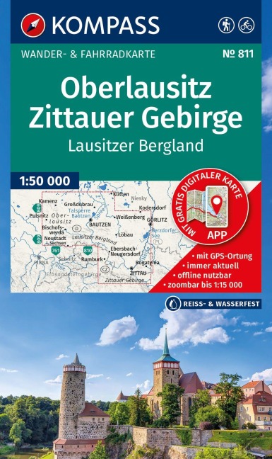 KOMPASS Wanderkarte 811 Oberlausitz, Zittauer Gebirge, Lausitzer Bergland 1:50.000 - 