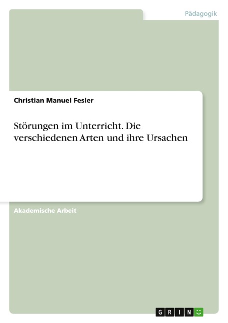 Störungen im Unterricht. Die verschiedenen Arten und ihre Ursachen - Christian Manuel Fesler