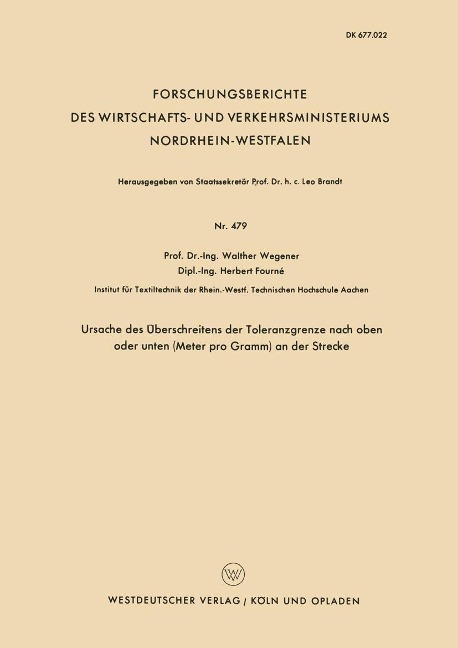 Ursache des Überschreitens der Toleranzgrenze nach oben oder unten (Meter pro Gramm) an der Strecke - Walther Wegener