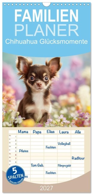 Familienplaner 2027 - Chihuahua Glücksmomente mit 5 Spalten (Wandkalender, 21 x 45 cm) CALVENDO - Steffen Gierok-Latniak