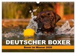 Cover-Bild zum Titel 'Deutscher Boxer - Boxer im Wasser 2026 (Wandkalender 2026 DIN A3 quer), CALVENDO Monatskalender' von 'Kerstin Mielke'