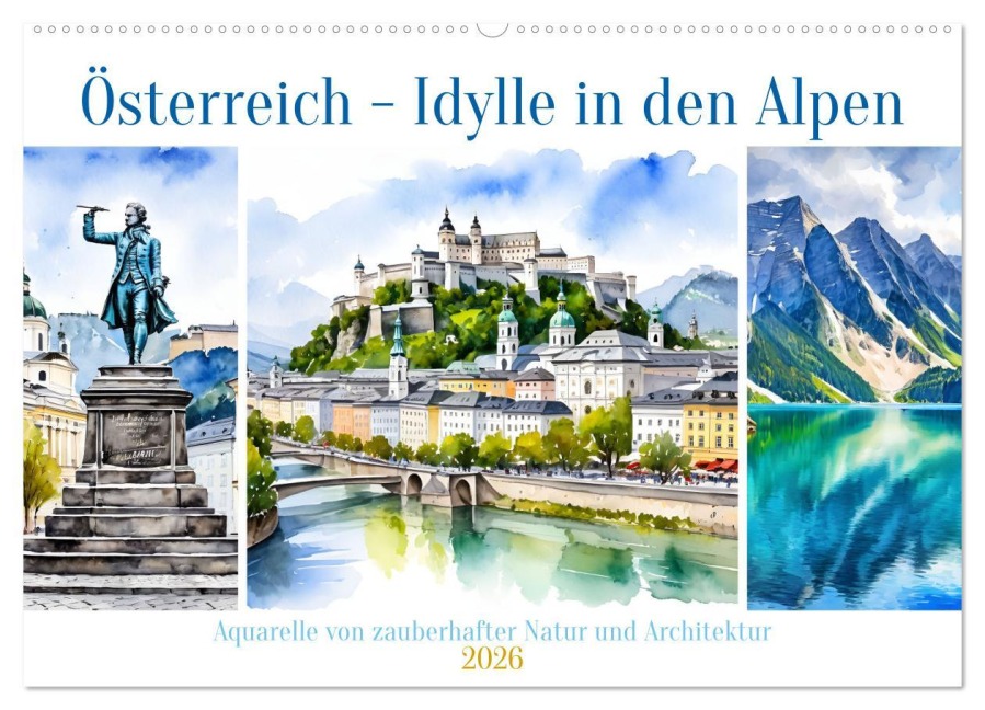 Österreich - Idylle in den Alpen (Wandkalender 2026 DIN A2 quer), CALVENDO Monatskalender - Claudia Kleemann