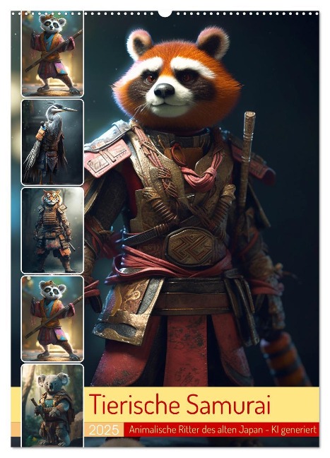 Tierische Samurai (Wandkalender 2025 DIN A2 hoch), CALVENDO Monatskalender - Cathrin Illgen