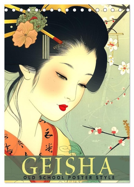 Geisha - Old School Poster Style (Tischkalender 2026 DIN A5 hoch), CALVENDO Monatskalender - Val Thoermer