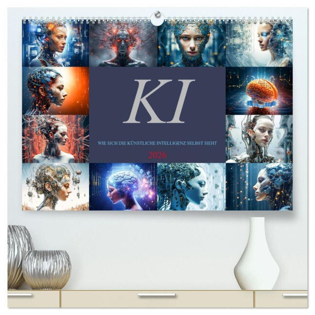 KI - Wie sich die künstliche Intelligenz selbst sieht (hochwertiger Premium Wandkalender 2026 DIN A2 quer), Kunstdruck in Hochglanz - Dirk Meutzenr