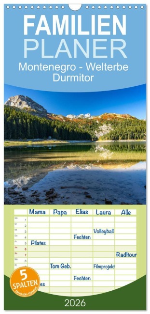 Familienplaner 2026 - Montenegro - Welterbe Durmitor mit 5 Spalten (Wandkalender, 21 x 45 cm) CALVENDO - Peter Schickert
